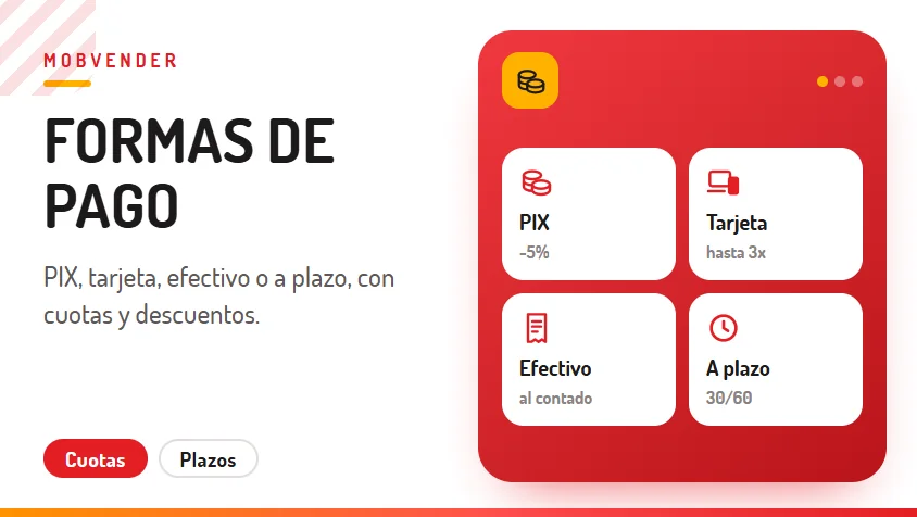 MOBVENDER – función: Formas de pago
