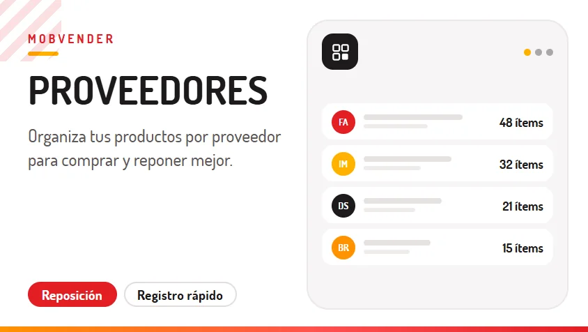 MOBVENDER – función: Proveedores