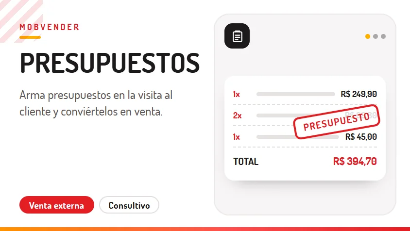 MOBVENDER – función: Presupuestos