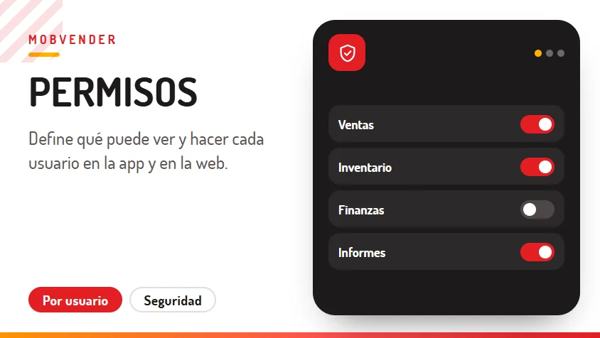 MOBVENDER – función: Permisos