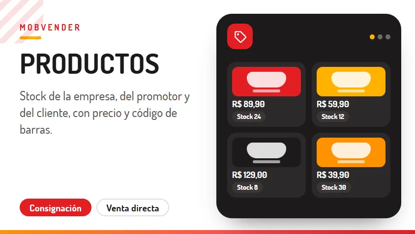 MOBVENDER – función: Productos