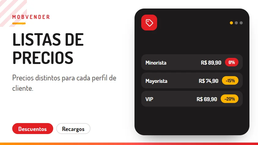 MOBVENDER – función: Listas de precios