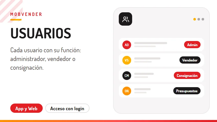 MOBVENDER – función: Usuarios