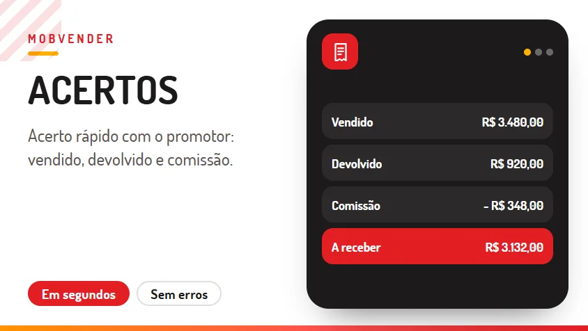 MOBVENDER – funcionalidade: Acertos