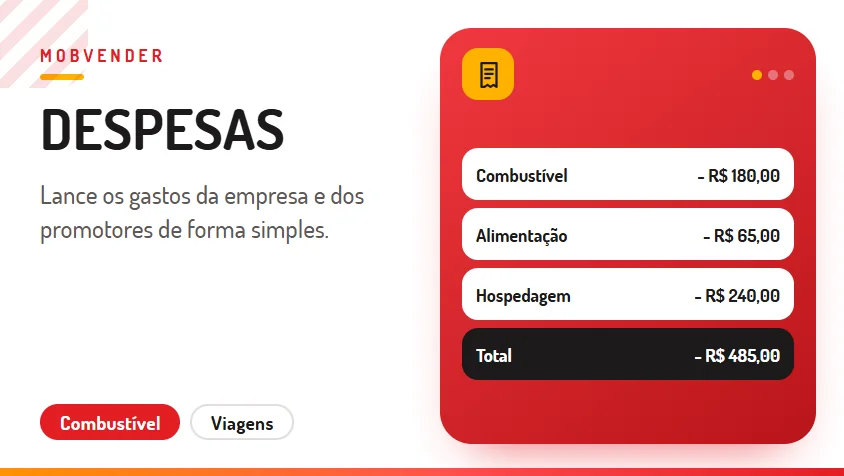 MOBVENDER – funcionalidade: Despesas