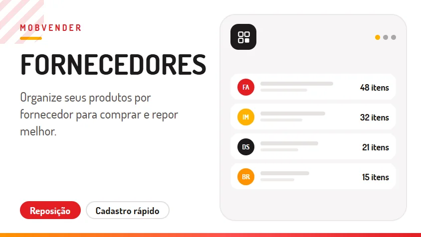 MOBVENDER – funcionalidade: Fornecedores