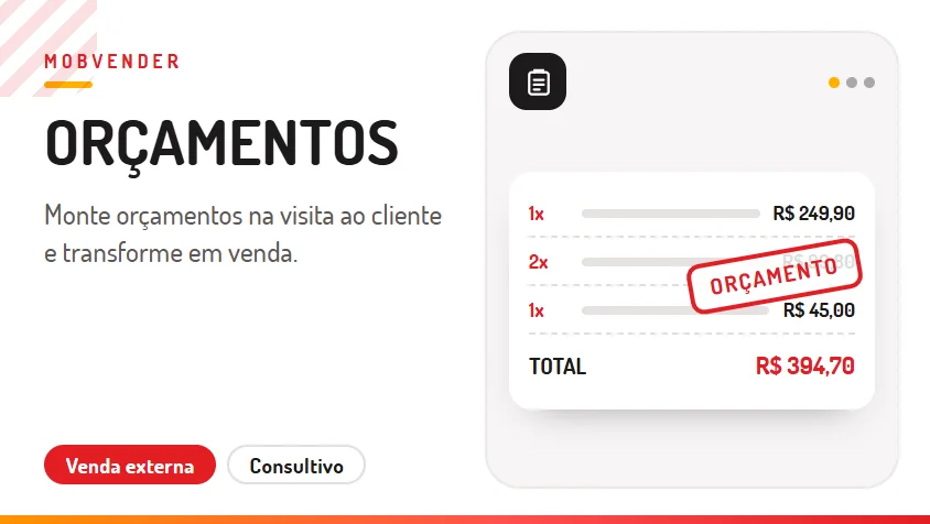 MOBVENDER – funcionalidade: Orçamentos