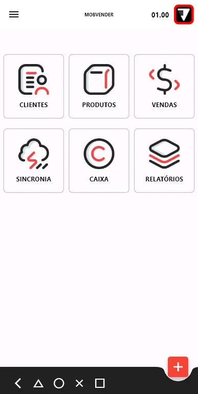 Menu principal do aplicativo MOBVENDER para vendas consignadas